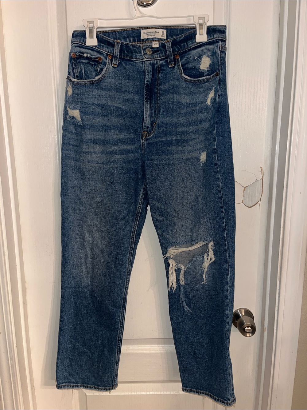 Abercrombie & Fitch The Ankle Straight Ultra High Rise Curve Love Jeans, 30/10R